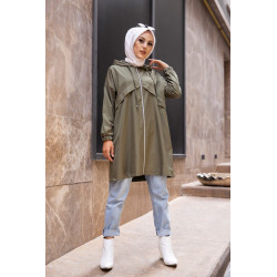 Trench imperméable pour femme (Vetement hijab automne hiver) - Couleur kaki