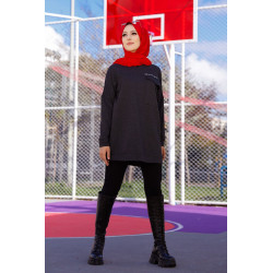 Tunique décontractée avec grande poche (Sweat femme Hijab) - Couleur anthracite