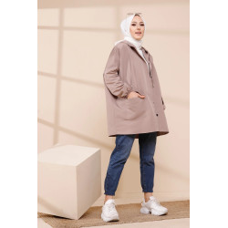 Trench ample - Parka femme (Vêtement Hijab Saisons Automne Hiver) - Couleur taupe
