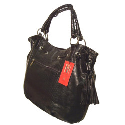 Sac à main noir pour femmes imitation crocodile