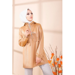 Skai plush with hood-Beige Color