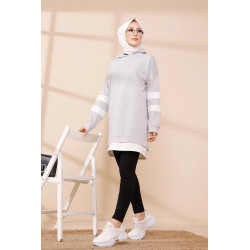 Degrees with hood (modern day Hijab) - Light grey color with white stripes