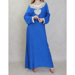 Robe longue style oriental avec borderie originale sous forme de coeur pour femme -...