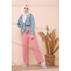 Pantalon décontracté pour femme - Couleur rose poudré