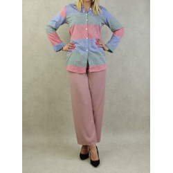 Chemise tricolore pour femme (rose, bleu, vert)