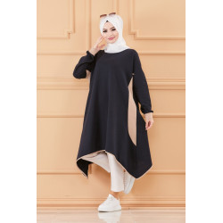 Woman oversize (Wide Apparel Modest Fashion) - Color Navy blue and beige
