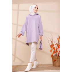A large hooded sweat for women printed on the back "I am where are you?" (Hijab casual)...