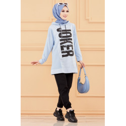 Tunique imprimée Joker (Vêtement moderne pour femme voilée) - Couleur bleu