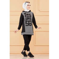 Tunique à capuche imprimée Joker (Mode femme voilée) - Sweater long à capuche - Couleur...