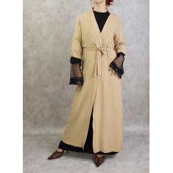 Kimono with beige tulle and strass decorations