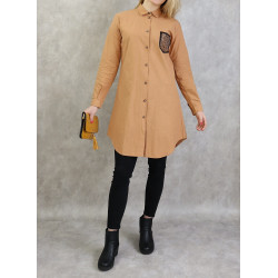 Caramel-colored cotton shirt