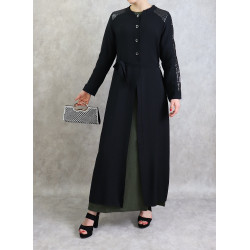 Long kimono with black rhinestones