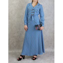 Long blue striped dress