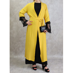 Kimono with yellow tulle and strass decorations