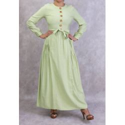 Robe longue boutonnée esprit casual pour femme - Couleur Vert amande