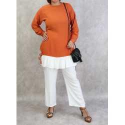 Two-tone two-tone tunic and pants set in Brick and White