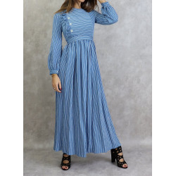 Robe longue évasée à rayures blanches (Plusieurs couleurs disponibles)