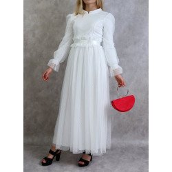 Robe de soirée en tulle pour femme - Couleur Blanc