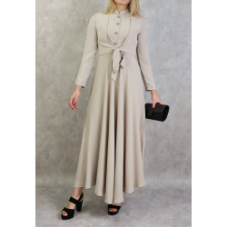 Robe longue style boléro pour femme - Couleur beige