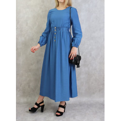 Robe fluide casual sobre pour femme - Couleur Bleu