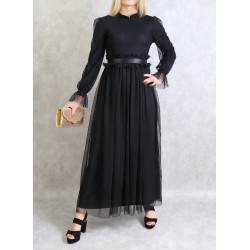 Robe de soirée en tulle pour femme - Couleur Noir