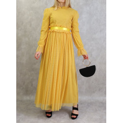 Robe de soirée en tulle pour femme - Couleur Jaune