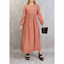Robe fluide casual sobre pour femme - Couleur pêche