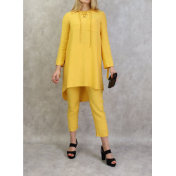 Two-piece tunic and pants set in Yellow color