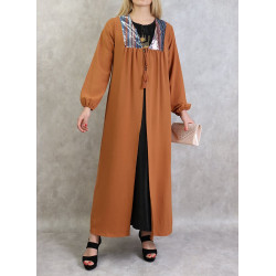 Kimono long avec strass pour femme - Couleur Rouille