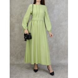 Classic and elegant long dress for women - Pistachio green color