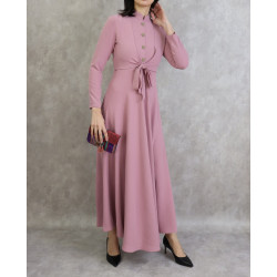Robe longue style boléro pour femme - Couleur vieux rose