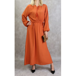 Robe longue féminine fluide pour femme - Couleur brique