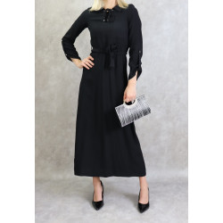 Long casual mid-season dress for women - Black color