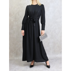 Robe élégante longue et fluide pour femme - Couleur noire