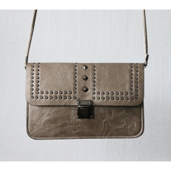 Bandoulière / pochette à rabat pour femme - Couleur Gris brillant