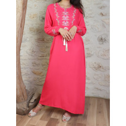 Long-embroidered dress with a female size link-Color Rose