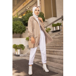 Trench - Parka ample pour femme (Vêtements Hijab) - Couleur beige