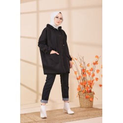 Imperméable large pour femme - Couleur noir