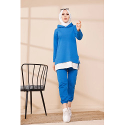 Survêtement femme deux pièces - Couleur bleu et blanc