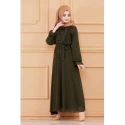 Robe de soirée pour femme (Tenue style habillé pour hijab) - Couleur kaki