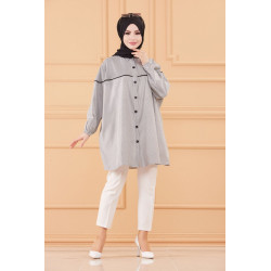 Tunique-Chemise ample style habillé (Vêtement femme voilée turque) - Rayures de couleur...