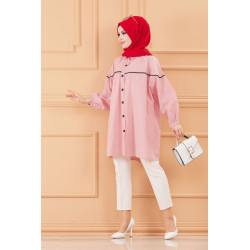Tunique-Chemise habillée ample (Vêtements islamiques chic en ligne) - Rayures de...