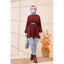 Tunique ample pour femme (Vêtements saisons automne Hiver) - Couleur bordeaux