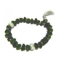 Chapelet décoratif en verre de couleur vert foncé