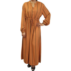 Long fitted viscose dress - Rust color