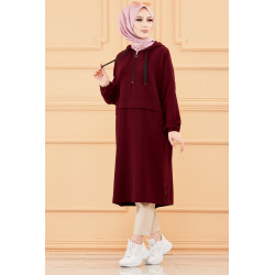 Full size with hood (sports style for Muslim women) - burgundy color