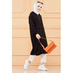 Wide casual casual with hood (holding style sportwear for Muslim women) - Black Colour