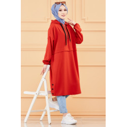 Tunique ample avec capuche (Tenue moderne et sport pour hijab) - Couleur brique
