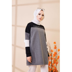 Tunique ample style décontracté et sport (Sweat Hijab moderne) - Couleur gris foncé