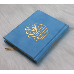 Le Coran couverture rigide de luxe couverture en daim dorée (10 x 14 cm) - Couleur Bleu...